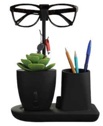 Desk Station and Plant for Office Table Decor and Utility, Stylish Gift Item for Workspace Organization, Modern Desk Setup and Corporate Gifting Use